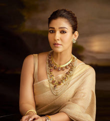 Nayanthara Inspired Pinkish Golden Organza Saree-Handloom-VS4075