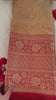 Light brown with Red Border Semi Benarasi Saree -Tanchoi Collection-VS3663