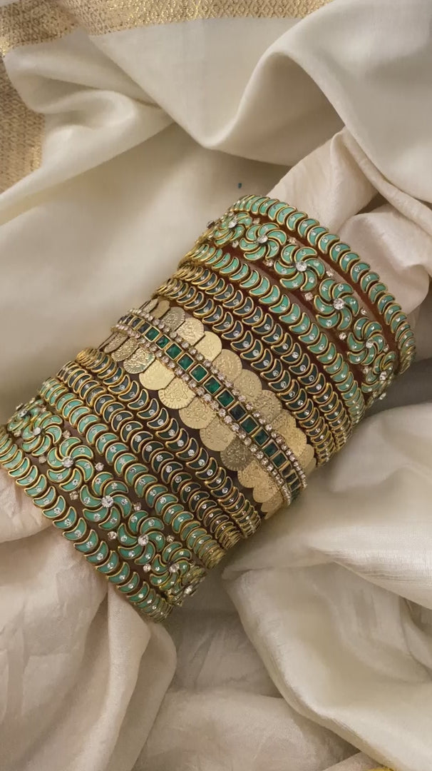 Silk Thread Kundan Bridal Bangle-Green-G12319