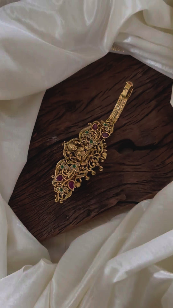 Gold Look Alike Lakshmi Hair clip -Gold Bead-G11254