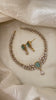 Trendy AD Stone Short Neckpiece-Aqua Green-G12143