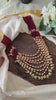 Half Maroon and Half White Maroon Multilayer Mala - J2091