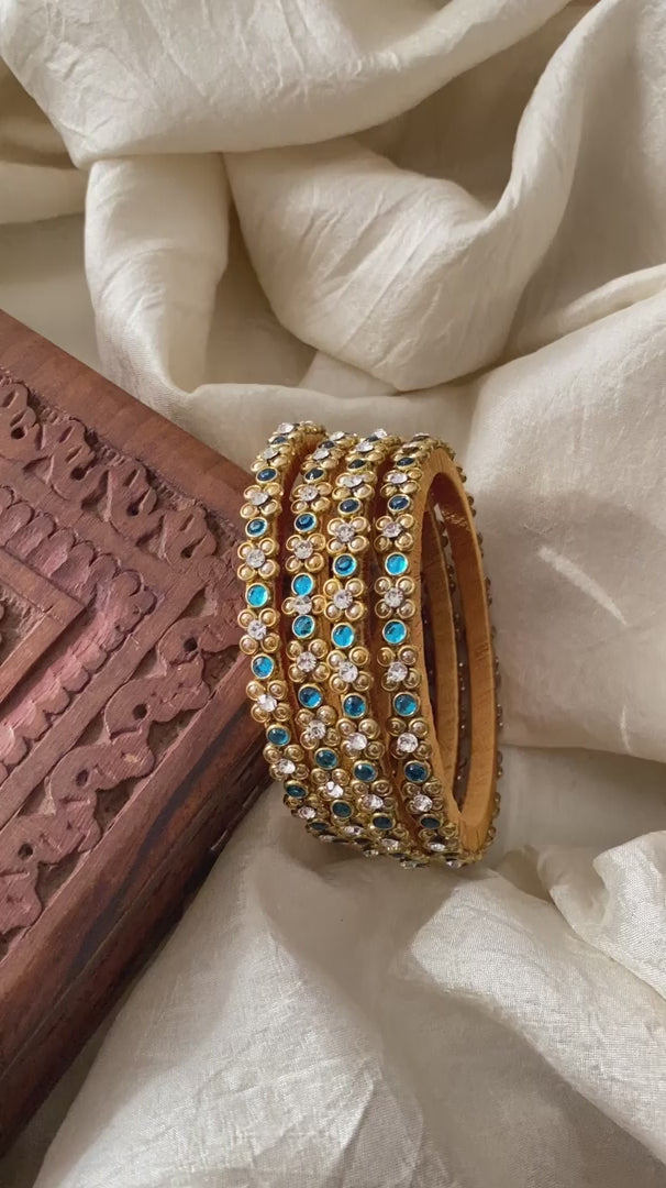 2 Line Firosa Stone Silk Thread Kundan Bangle -G12277