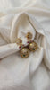 Elegant Lotus CZ Stone Jhumkas-Red Green-Pearls-G12556