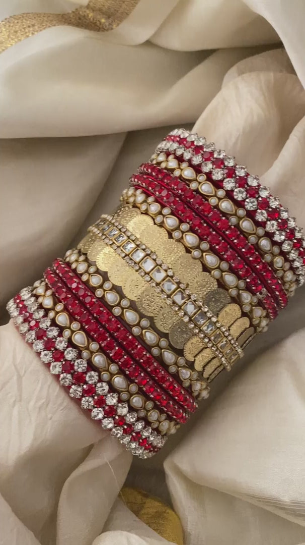 Silk Thread Kundan Bridal Bangle-Red-G12325