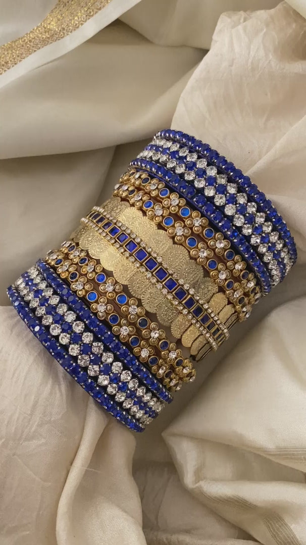 Silk Thread Kundan Bridal Bangle-Dark Blue-G12324