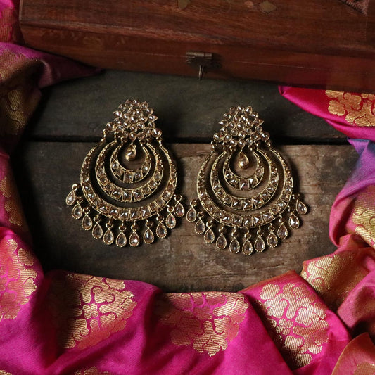 Chandballi earrings with Pearl Stones-G775