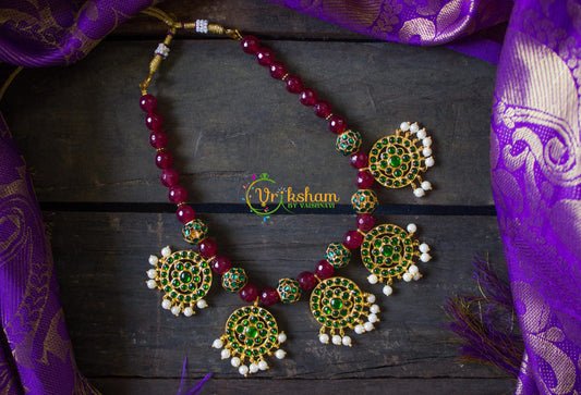 Aarudhra Kemp Neckpiece - Red/Green-G298