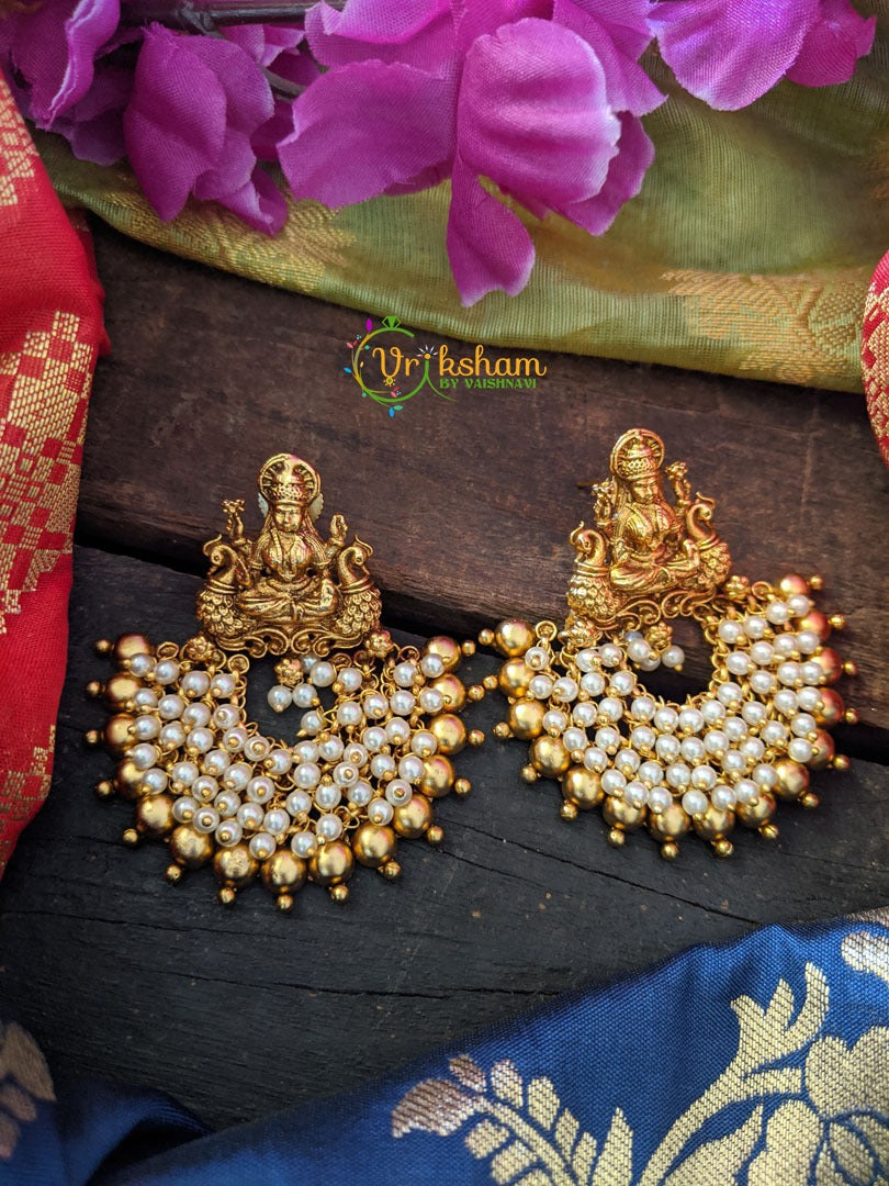 Chandbali Lakshmi Earrings - Pearl-G402
