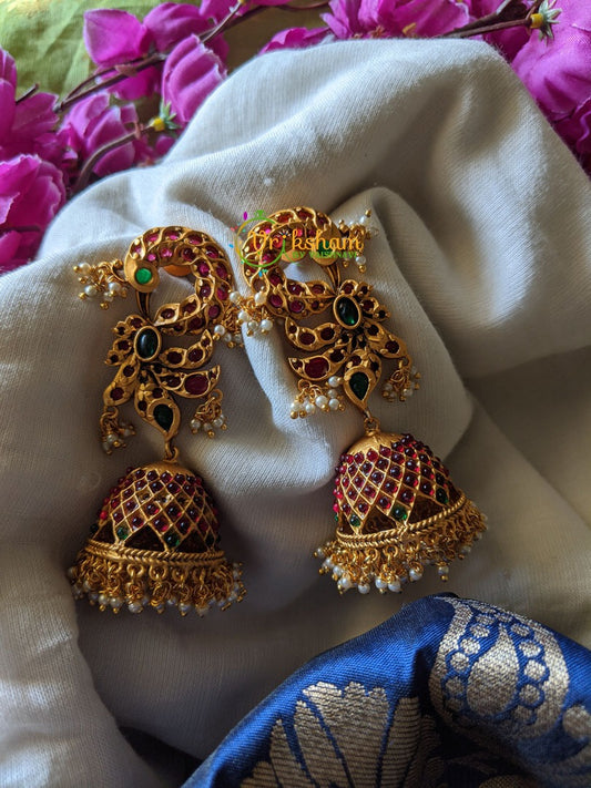 Medium size Kemp Peacock Jhumkas 2 - G395