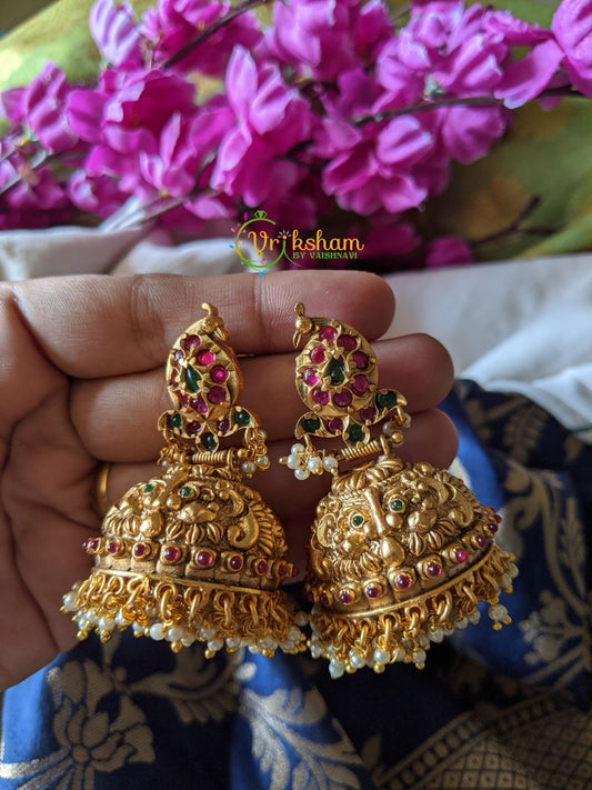 Gold look alike precious kemp jhumkas-G354