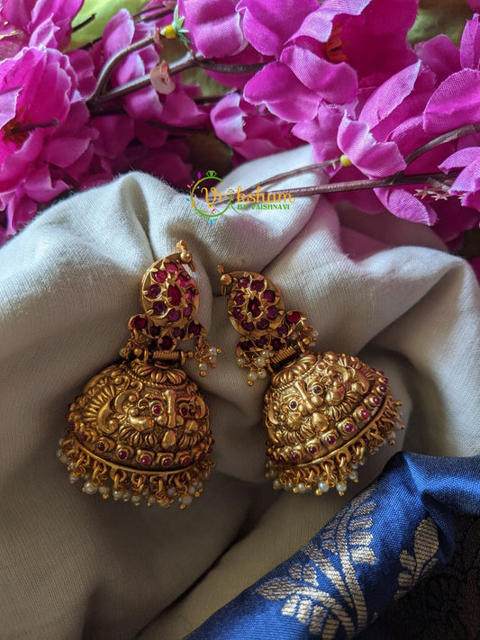 Kemp Peacock Jhumkas -Red -G1756