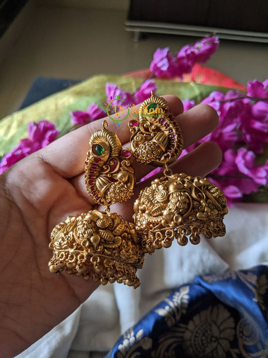 Jumbo Peacock Real Kemp Jhumkas-G355