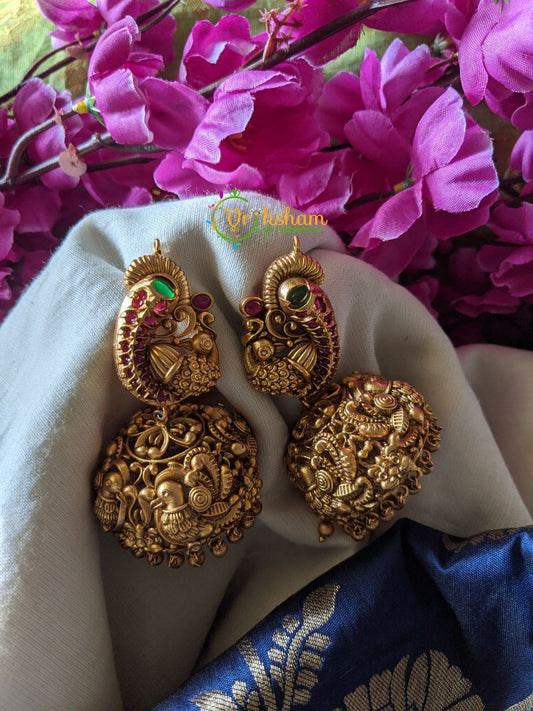 Jumbo Peacock Real Kemp Jhumkas-G355