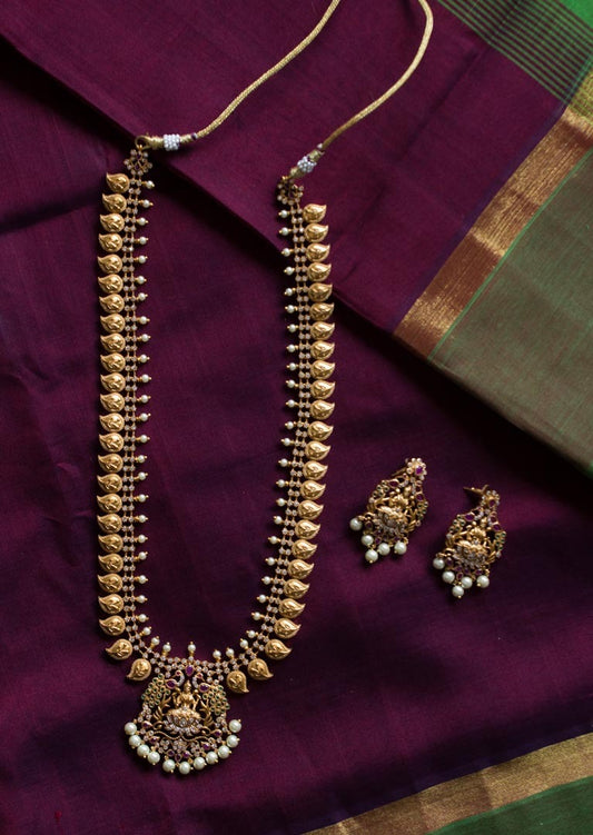 Golden Long Lakshmi Haaram with Manga style Chain - G271