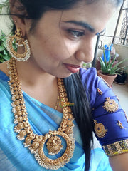 Premium Quality Pearl Lakshmi Haaram with Chandbali Earrings-G529