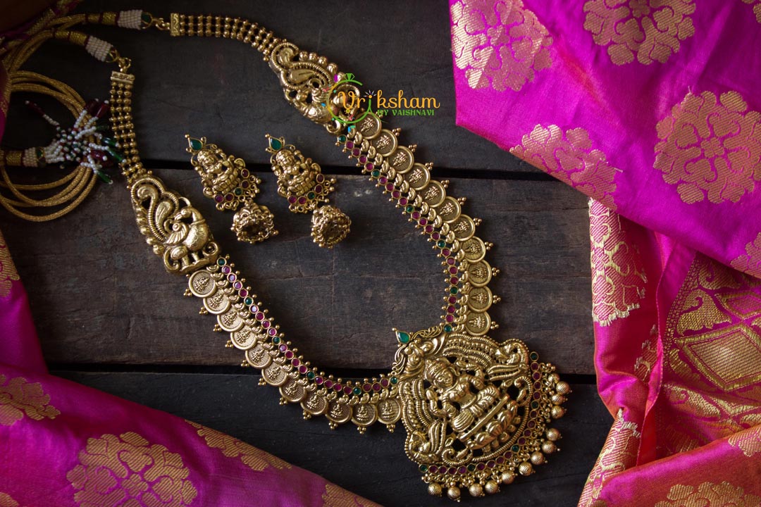 Long Lakshmi Coin Gold look alike Neckpiece-Gold Beads-G2075