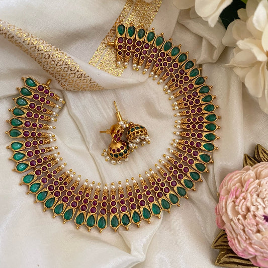 Traditional Kerala Kemp Choker-Green -G3114