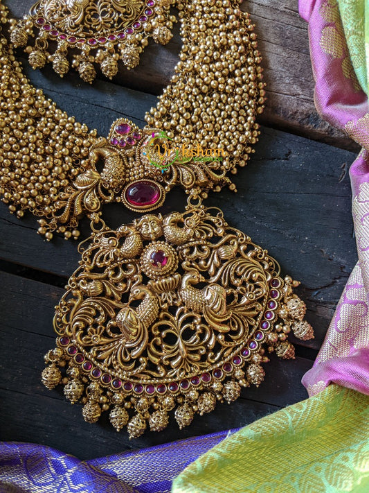 Heavy Bridal Celebrity style Haaram- Golden beads - G187