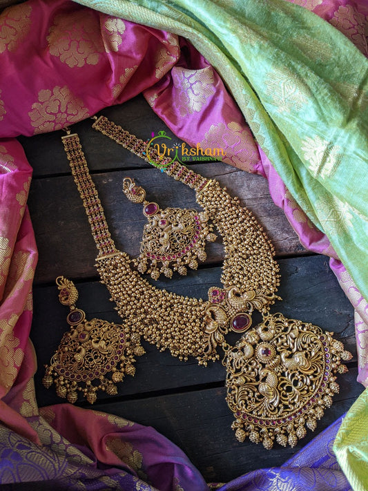 Heavy Bridal Celebrity style Haaram- Golden beads - G187