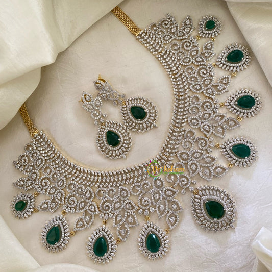 American Diamond Choker -White and Green -G1315