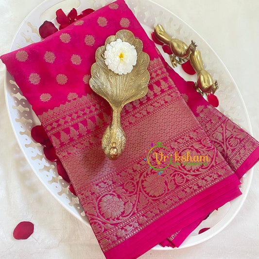 Rani Pink Kora Organza Soft Silk Saree-VS2256