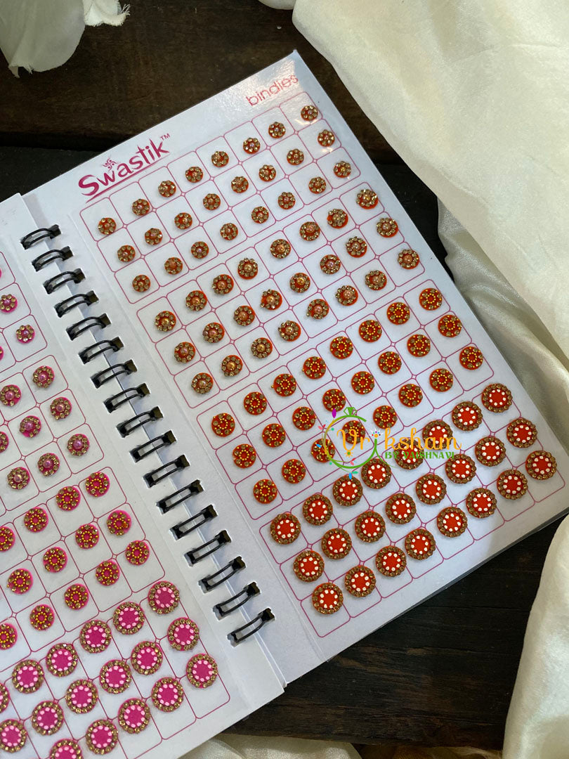 Cocktail Stone Sticker Bindi Book- Swasthik Long -BB113