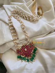 Exquisite Jadau Kundan Pendant Pearl Mala 5-J295