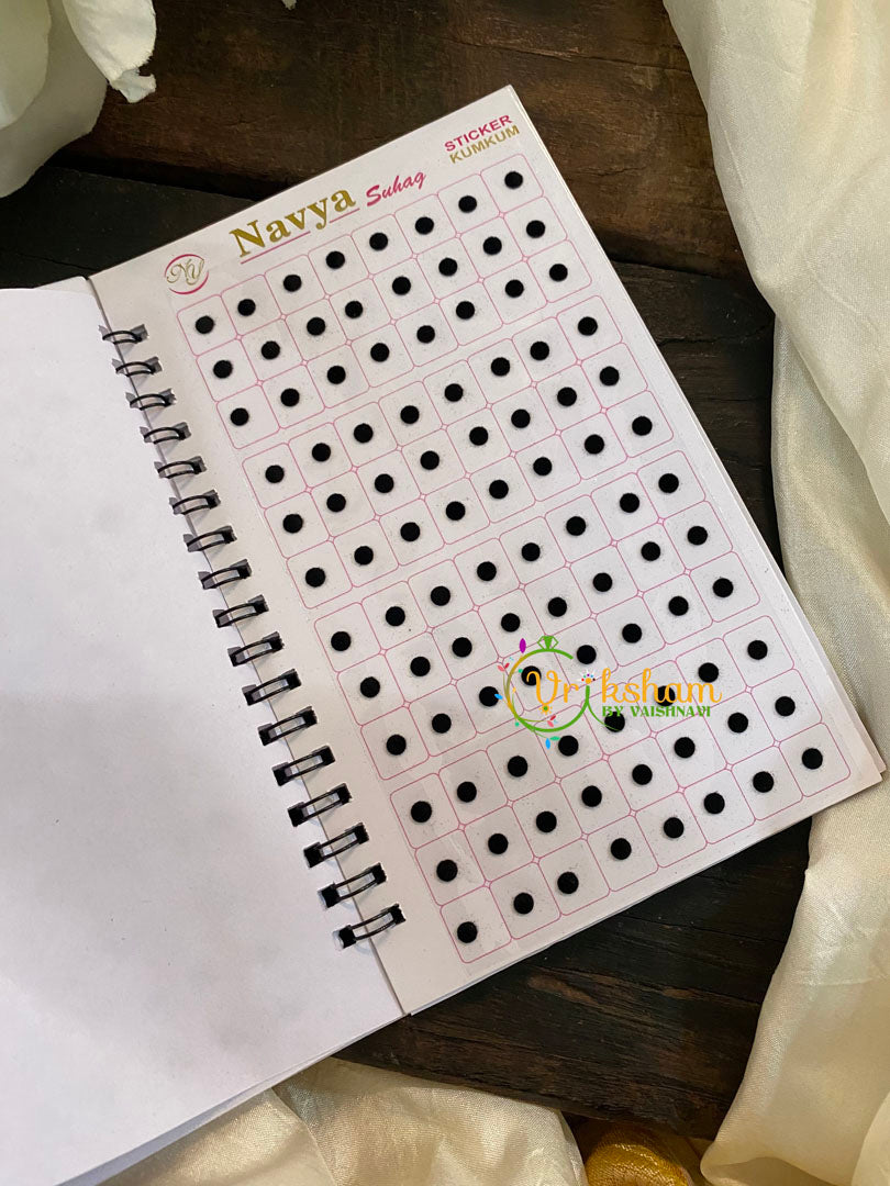 Black Round Plain Sticker Bindi Book-Navya Long-BB117