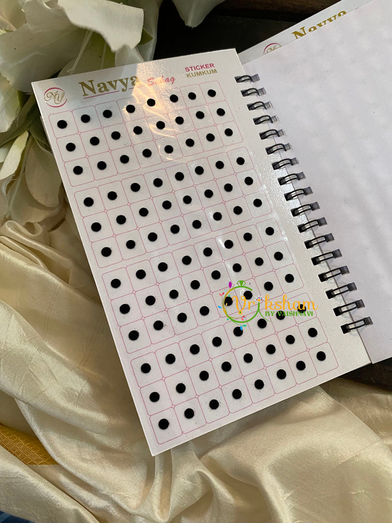 Black Round Plain Sticker Bindi Book-Navya Long-BB117