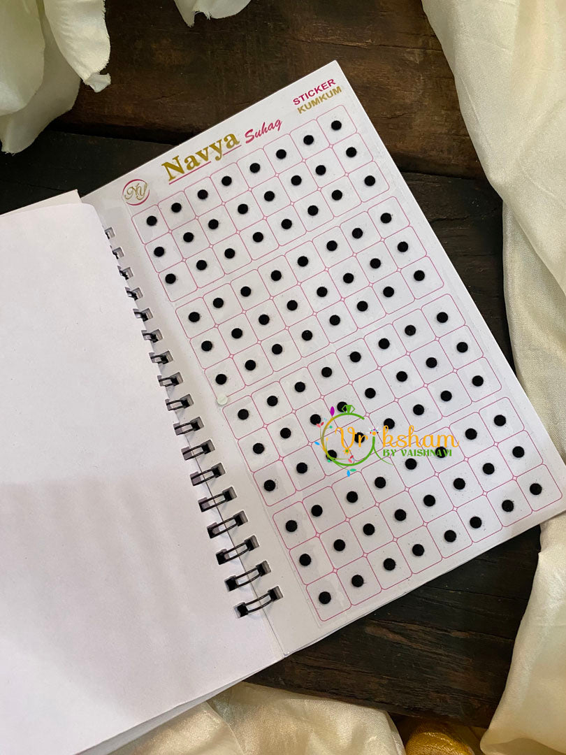Black Round Plain Sticker Bindi Book-Navya Long-BB117