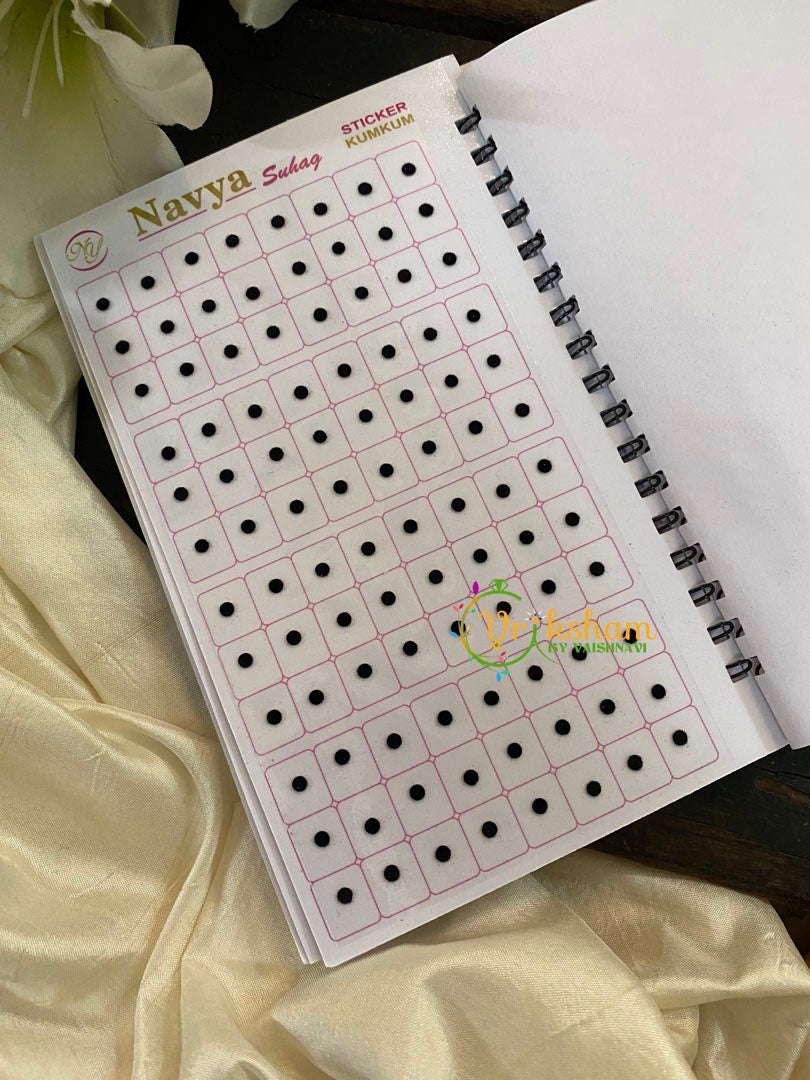 Black Round Plain Sticker Bindi Book-Navya Long-BB117