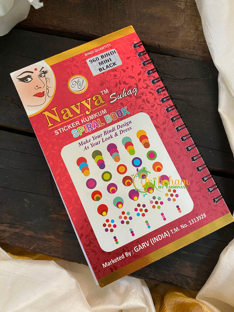 Black Round Plain Sticker Bindi Book-Navya Long-BB117