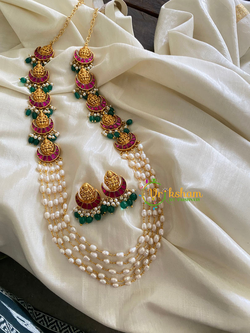 Layered Pearl Malai with Lakshmi Mugappu-J302