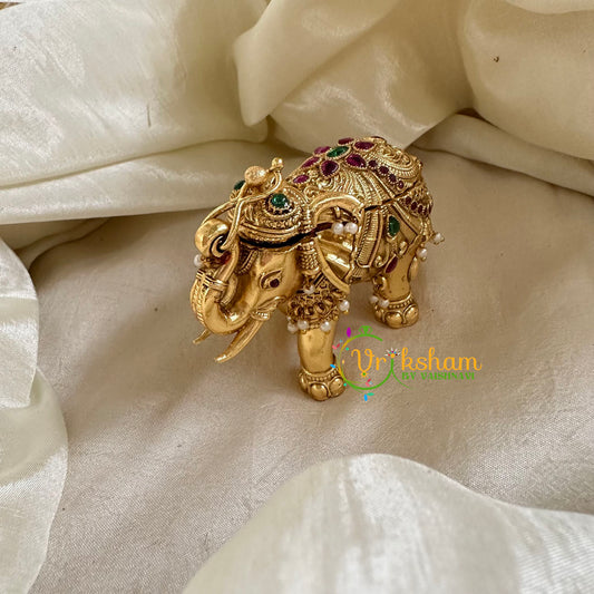 Gold Look Alike Temple Kumkum Box -Elephant-G10260