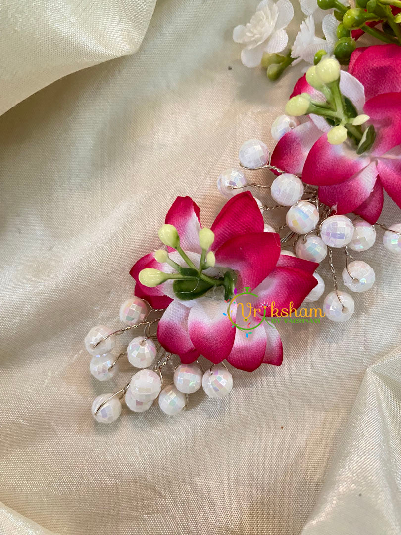 Pink Veni with Beads- Hair Accessory-H352