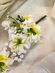 White Yellow Veni with Beads- Hair Accessory-H354