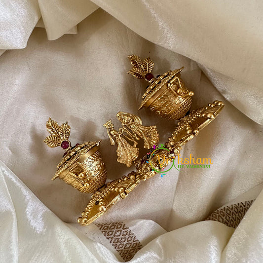 Gold Look Alike Temple Kumkum Box -Bride and Groom-G10257