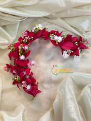 Reddish Pink Veni with Jasmine - Flower Accessory -H369