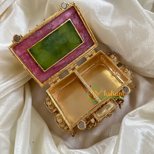 Gold Look Alike Temple Kumkum Box -Wedding-G10255