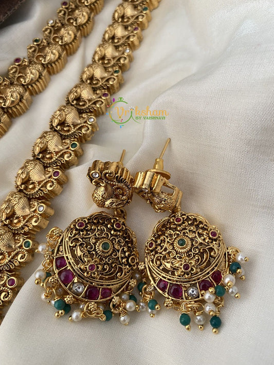 Gold Look Alike Kemp Peacock Haram-Green Bead -G2409