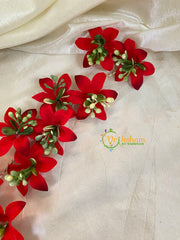 Red Green Floral Veni with Beads- Hair Accessory-H385