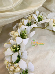 White Veni with Beads- Flower Accessory-H378