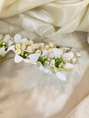 White Veni with Beads- Flower Accessory-H378