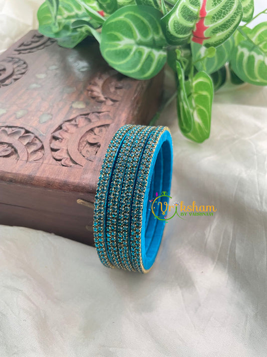 Light Blue Thin Silk Thread AD Stone Bangle -G8604