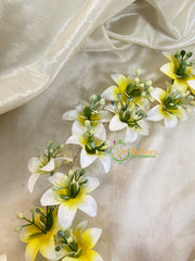 Yellow White Floral Veni with Beads- Hair Accessory-H388