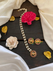 Traditional Addigai Pearl Neckpiece -Red -G7327