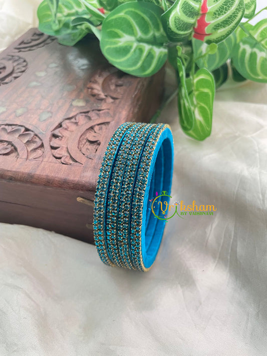 Light Blue Thin Silk Thread AD Stone Bangle -G8604