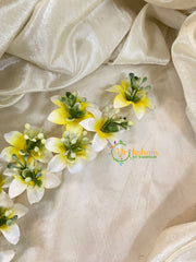 Yellow White Floral Veni with Beads- Hair Accessory-H388