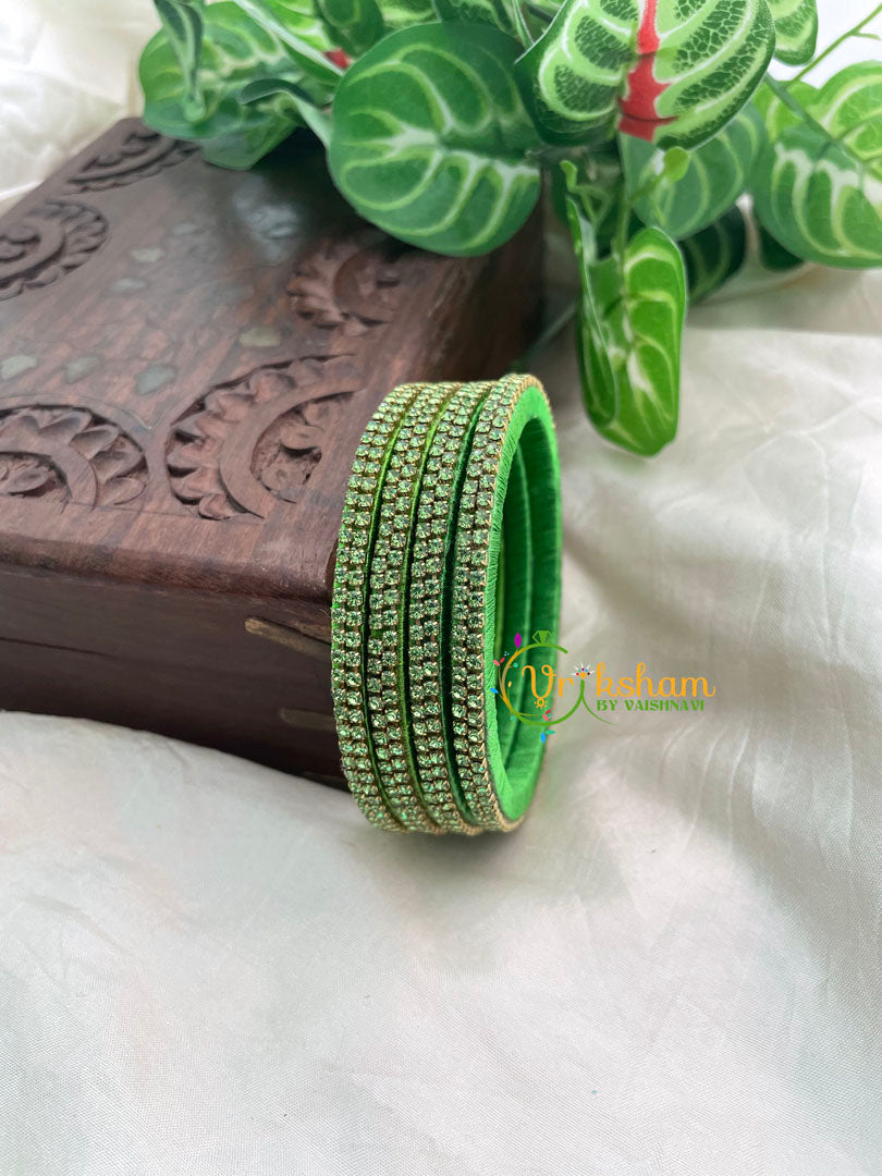 Light Green Thin Silk Thread AD Stone Bangle -G8603